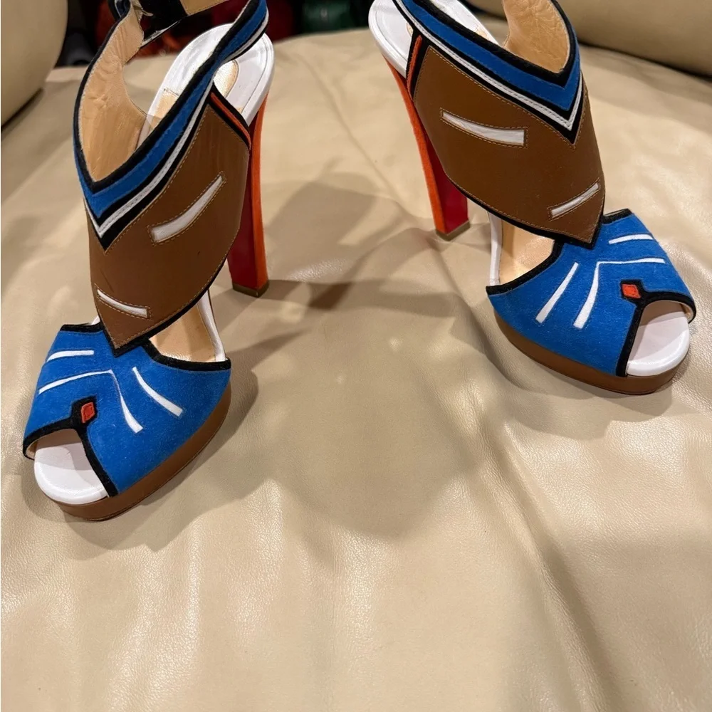 RARE Christian Louboutin ankle strap heels from Tribalou collection ; size 38